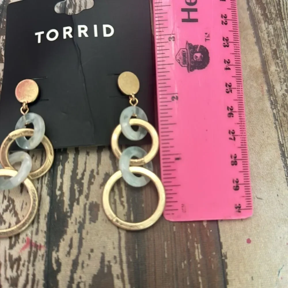 NWT Torrid Dangle Gold Seafoam Mint Resin Link Earrings